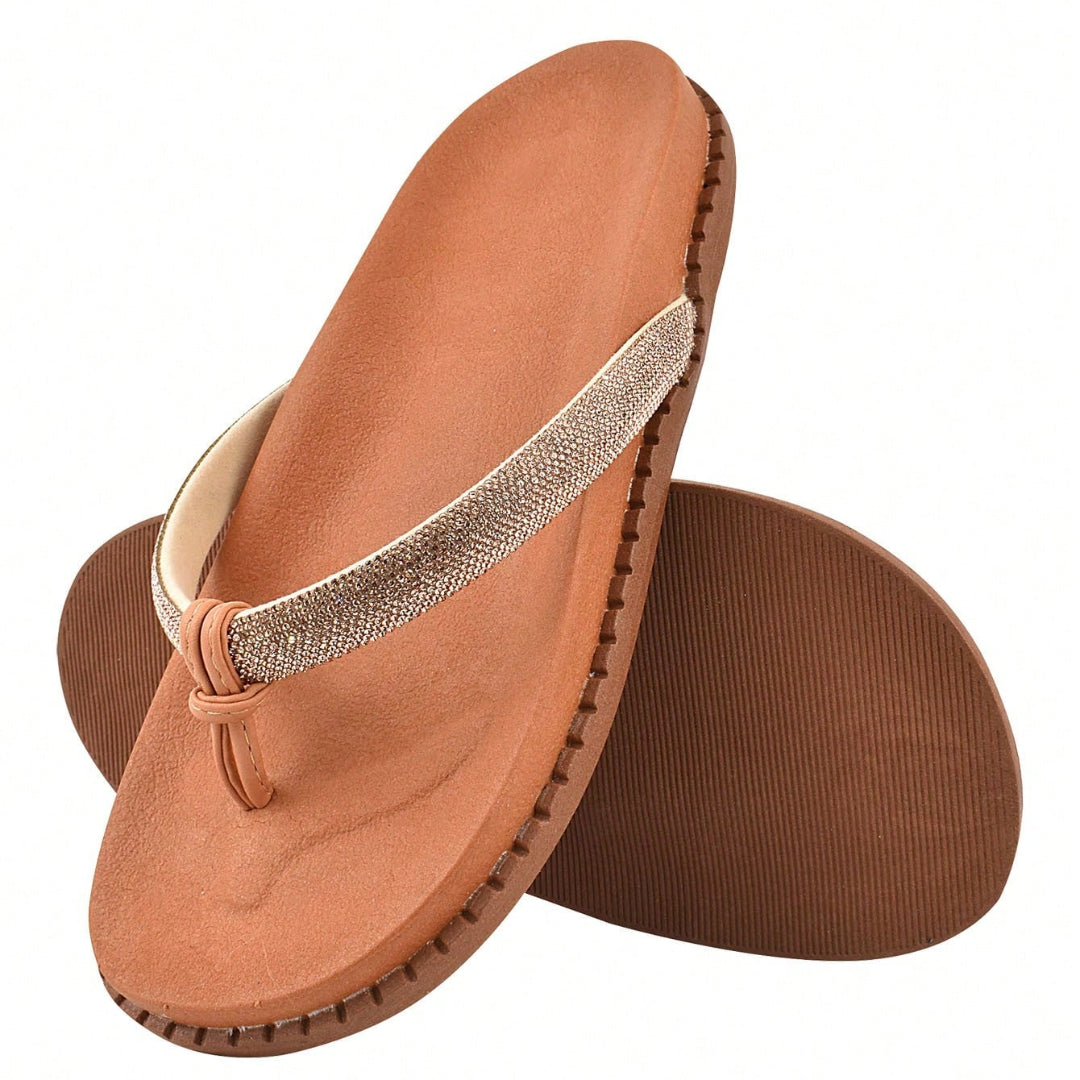 Papete Feminina Birken Modelo Chinelo com Strass - Numerção especial 34 ao 42 Caramelo