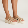 Papete Feminina Birken Tamanco Flatform com Corrente Confortável  Off White