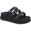 Papete Feminina Birken Tamanco Flatform com Corrente Confortável  Preta