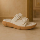 Papete Feminina Com Fivela e Palmilha Massageadora Ultra conforto Off White