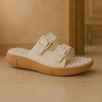 Papete Feminina Com Fivela e Palmilha Massageadora Ultra conforto Off White