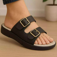 Papete Feminina Com Fivela e Palmilha Massageadora Ultra conforto Preta