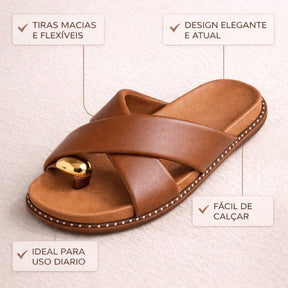 Papete Feminina Estilo Birken Tiras Macias e Detalhe no Dedo