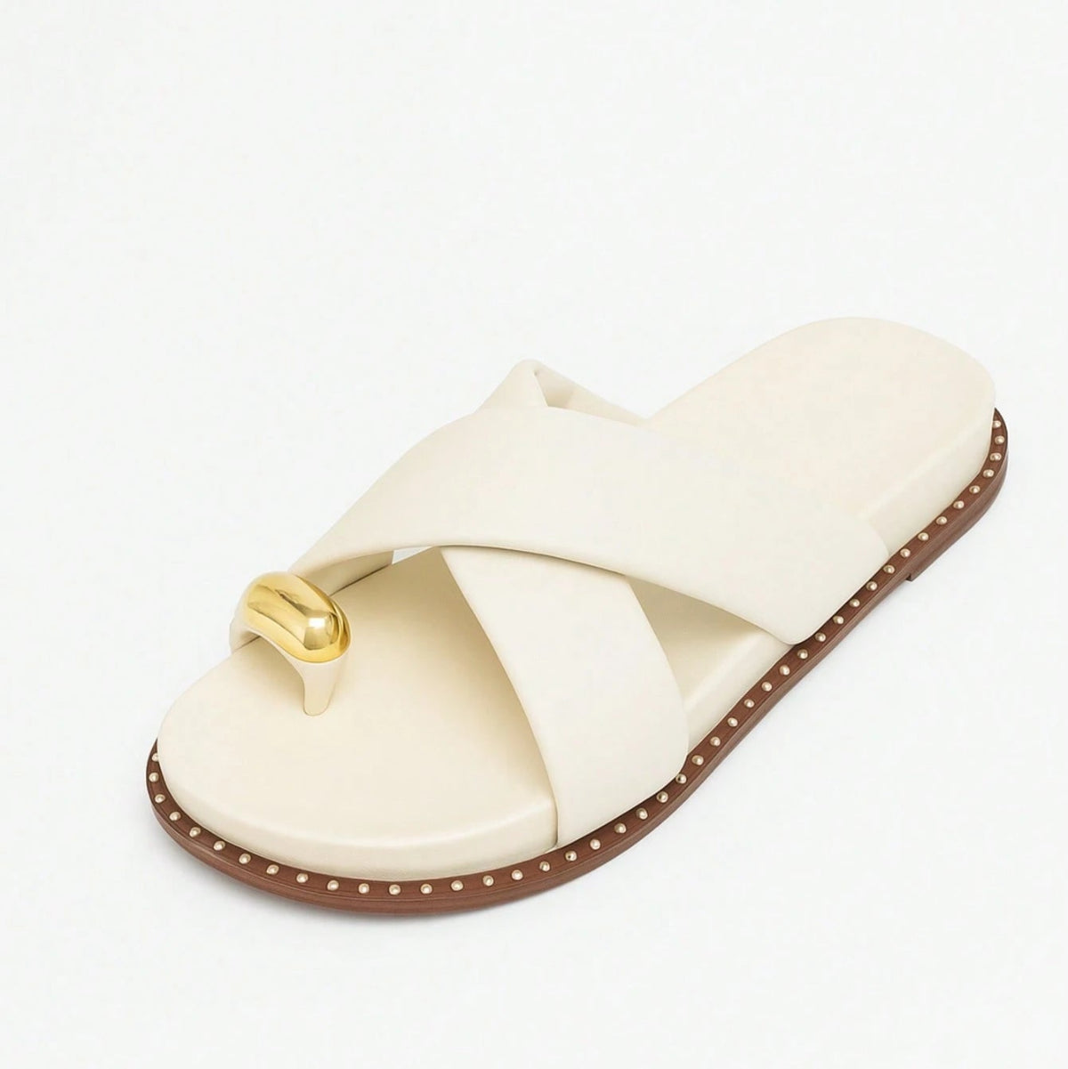 Papete Feminina Estilo Birken Tiras Macias e Detalhe no Dedo Branca