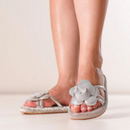 Papete Feminina Flatform Detalhe em Flor e Brilho Strass Prata