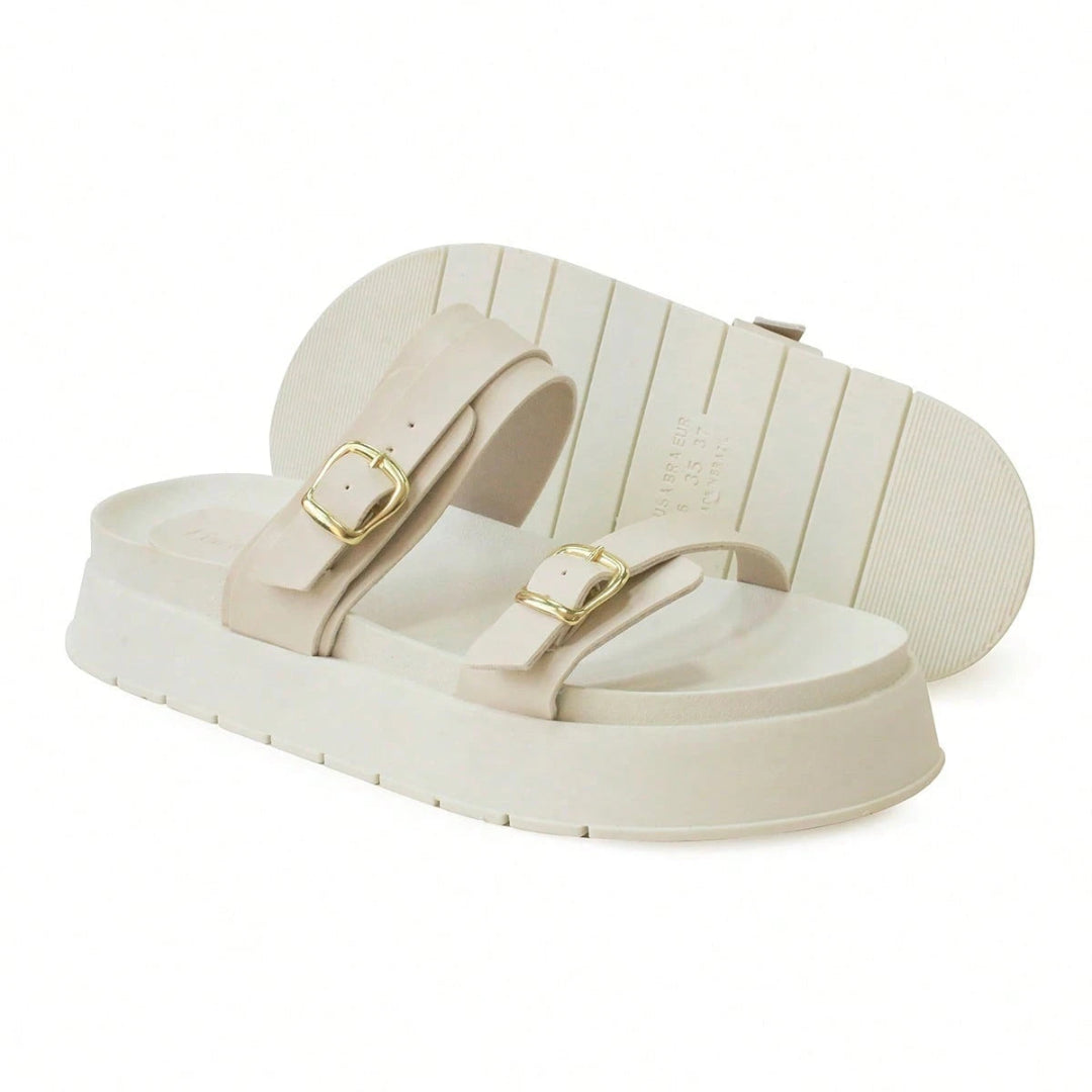 Papete Feminina Flatform com Fivela Off White