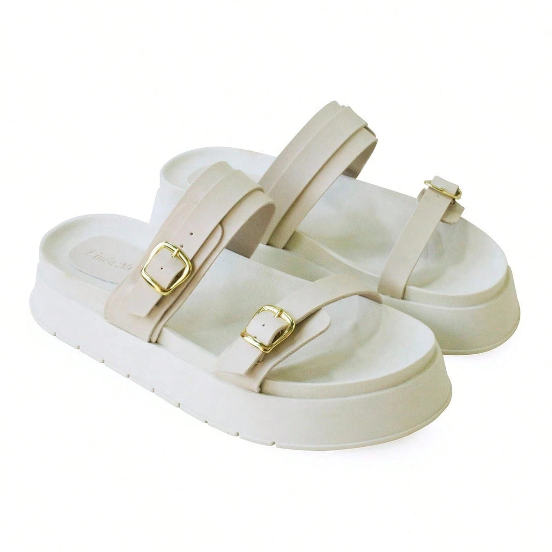 Papete Feminina Flatform com Fivela Off White