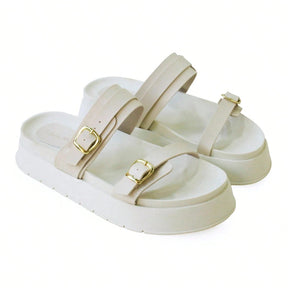 Papete Feminina Flatform com Fivela Off White