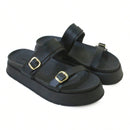 Papete Feminina Flatform com Fivela  Preta