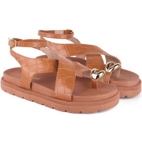 Papete Feminina com Fivela Boho Chic Caramelo