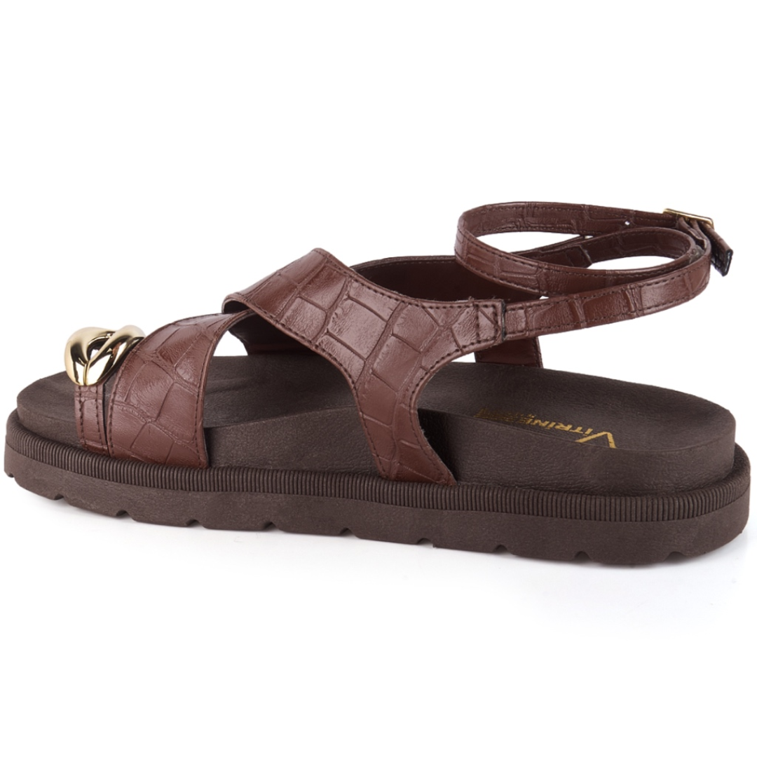 Papete Feminina com Fivela Boho Chic Marrom