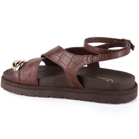 Papete Feminina com Fivela Boho Chic Marrom
