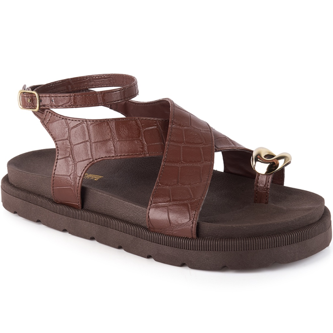 Papete Feminina com Fivela Boho Chic Marrom