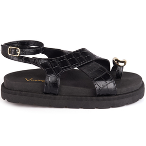 Papete Feminina com Fivela Boho Chic Preta