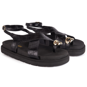 Papete Feminina com Fivela Boho Chic Preta