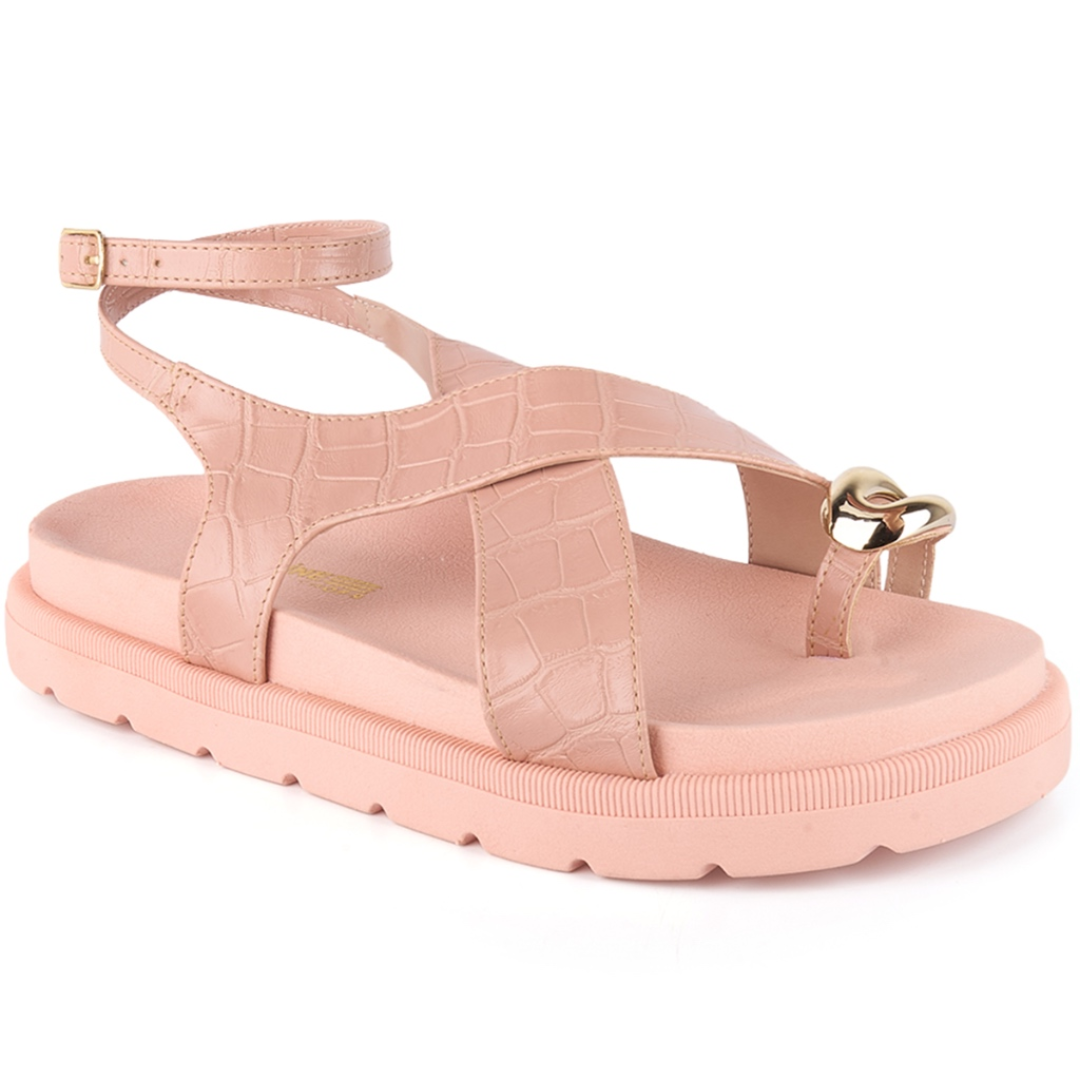 Papete Feminina com Fivela Boho Chic Rosa