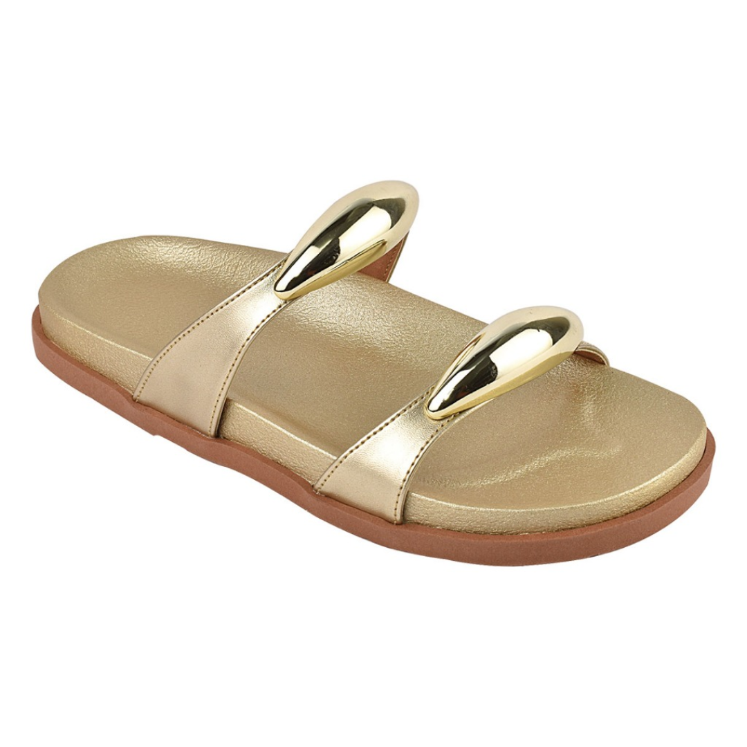 Papete feminina Birken com Aplicação de metal e Numeração Especial - 33 ao 42 Dourada