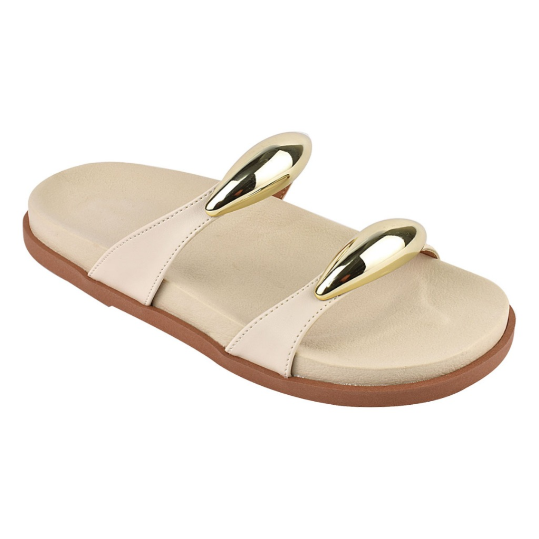 Papete feminina Birken com Aplicação de metal e Numeração Especial - 33 ao 42 Off Wite