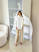 Poncho Feminino Tricot Sobreposição Gola Alta Branco