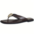 Rasteira Feminina Chinelo de Dedo Tiras com Enfeite Metalizado Marrom