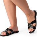 Rasteira Feminina Croco Trançada Confortável Preta