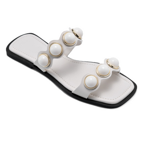 Rasteira Feminina Enfeite De Bola Esferas Pedraria Branca