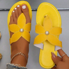 Rasteira Feminina Flor Conforto Amarela