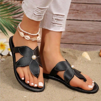 Rasteira Feminina Flor Conforto Preta