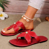 Rasteira Feminina Flor Conforto Vermelha