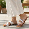 Rasteira Feminina Slide Brilho Strass Casual Branca