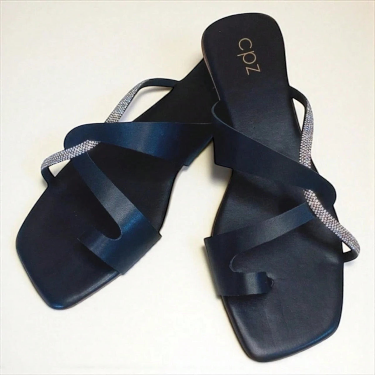 Rasteira Feminina Slide Brilho Strass Casual Preta