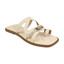 Rasteira Feminina Sola Macia e Aplicação Metálica Off White