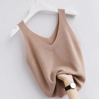 Blusa Feminina Regata Tricot Decote em V