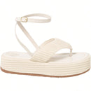 Sandália Feminina Flatform Modelo Amarração no Tornozelo  Off White