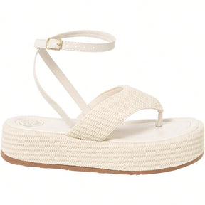 Sandália Feminina Flatform Modelo Amarração no Tornozelo  Off White