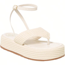 Sandália Feminina Flatform Modelo Amarração no Tornozelo  Off White