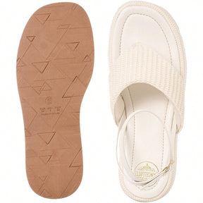 Sandália Feminina Flatform Modelo Amarração no Tornozelo  Off White