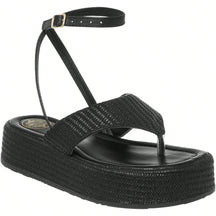 Sandália Feminina Flatform Modelo Amarração no Tornozelo Preta