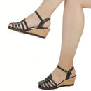 Sandália Feminina Plataforma Anabela Babuche Preto
