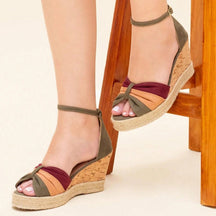 Sandália Feminina Plataforma Anabela Espadrille Nó Borboleta Verde