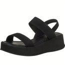 Sandália Feminina Plataforma Flatform Calce Fácil com Tiras em Elástico Preta