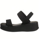 Sandália Feminina Plataforma Flatform Calce Fácil com Tiras em Elástico Preta