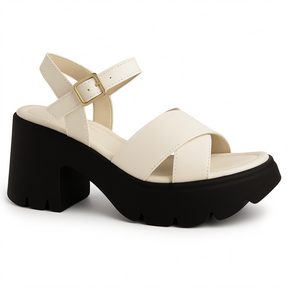 Sandália Feminina Plataforma Flatform Tratorada Sola Macia e Leve  Off White