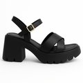 Sandália Feminina Plataforma Flatform Tratorada Sola Macia e Leve  Preta