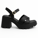Sandália Feminina Plataforma Flatform Tratorada Sola Macia e Leve  Preta