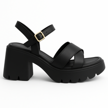 Sandália Feminina Plataforma Flatform Tratorada Sola Macia e Leve  Preta