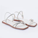 Sandália Feminina Rasteira Tiras com Strass Off White - Use de Duas Formas