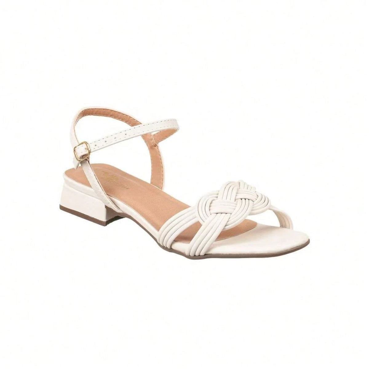 Sandália Feminina Saltinho Baixo com Tiras Finas Casual Confortável Off White 