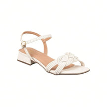 Sandália Feminina Saltinho Baixo com Tiras Finas Casual Confortável Off White 