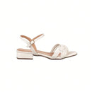 Sandália Feminina Saltinho Baixo com Tiras Finas Casual Confortável Off White 